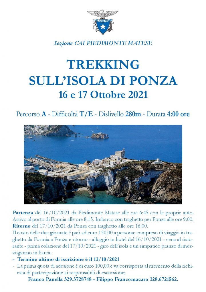 16 e 17 Ottobre 2021 – Trekking Isola di Ponza