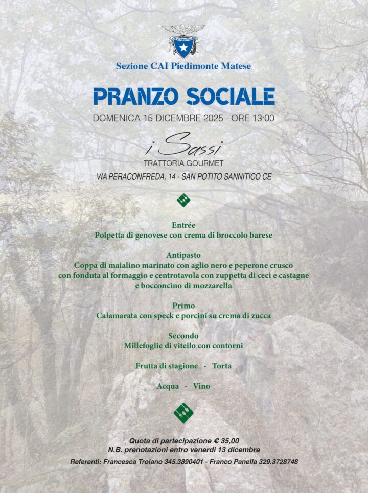 Domenica 15 Dicembre 2024 - Pranzo sociale